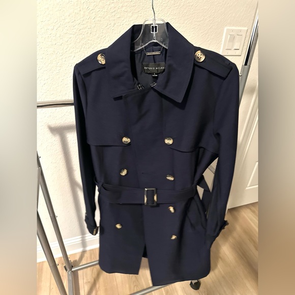ANTONIO MELANI Jackets & Blazers - Antonio Melani Navy Blue Trench Coat, Size L